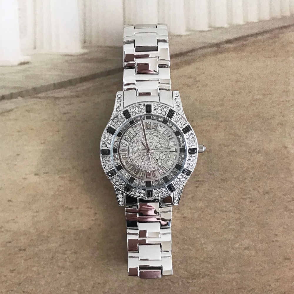 Victoria Wieck Glam Crystal Silver Watch NIB